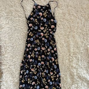 Floral midi dress open back